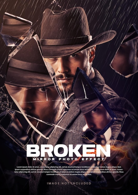 PSD broken mirror photo effect for movie poster design