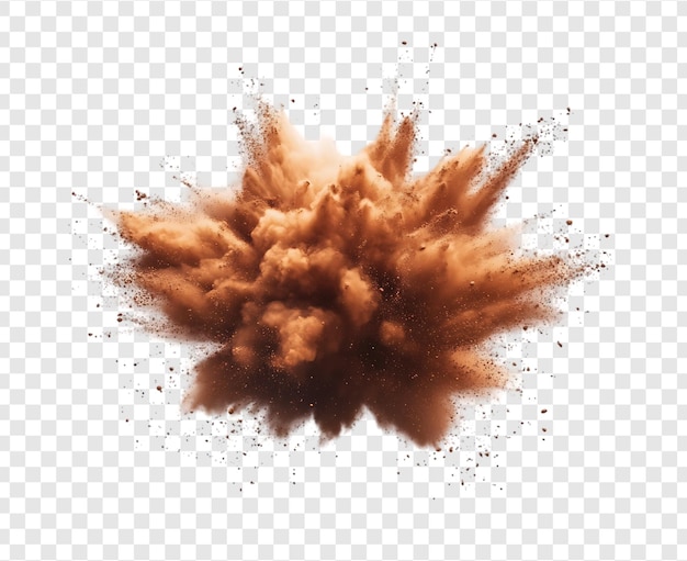 PSD brown dust cloud explosion on transparent background 3d render with clipping path