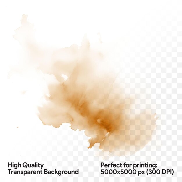 PSD brown ink splash on transparent background