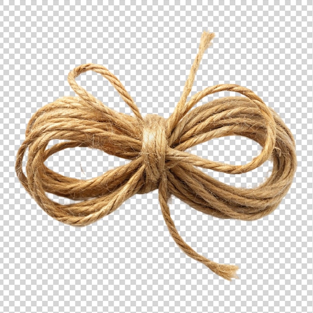 PSD the brown string tied in a bow isolated on transparent background