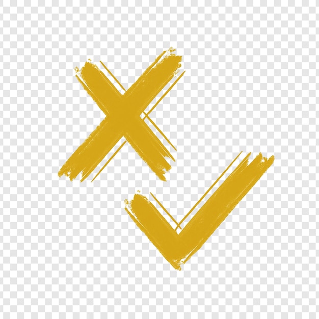 PSD brushstroke checkmark and cross mark set