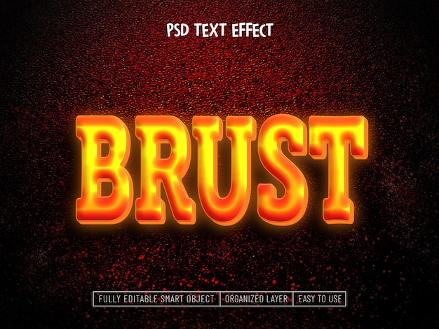 PSD brust neon 3d editable text effect
