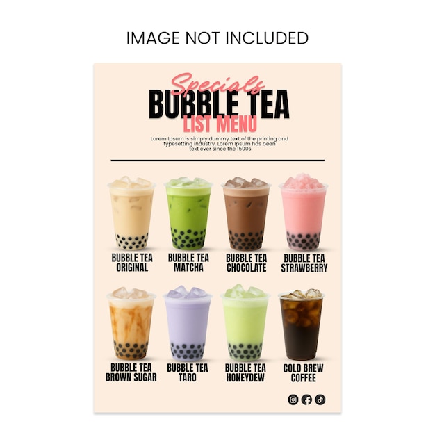 bubble tea menu specials poster