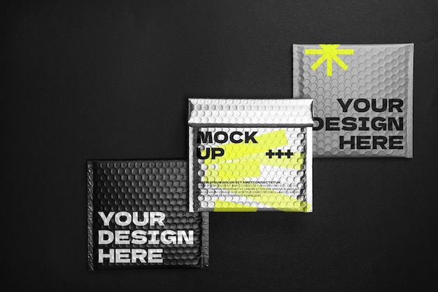 PSD bubble wrap fragile packaging mockup