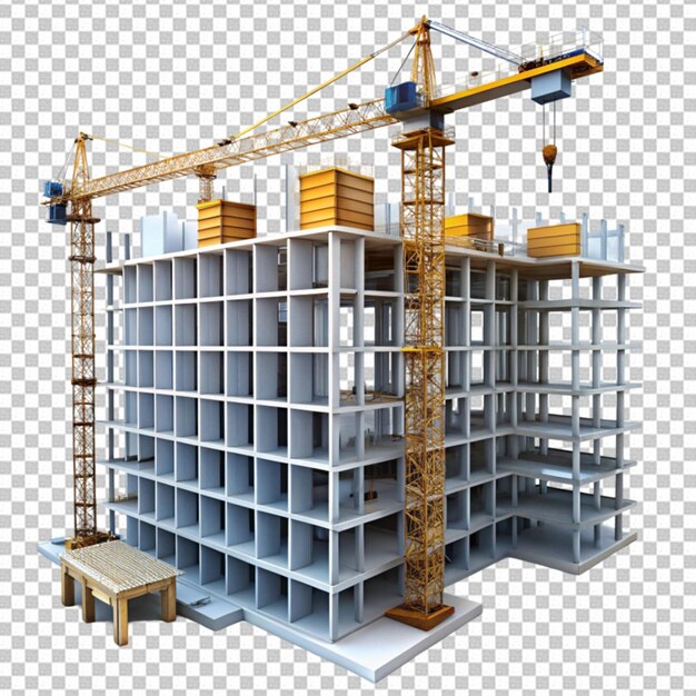 PSD building construction site on transparent background
