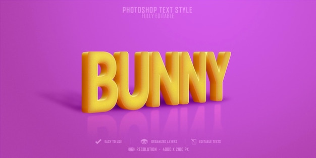 PSD bunny 3d text style effect template premium psd