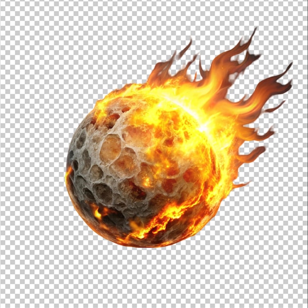 PSD burning asteroid on isolated transparent background