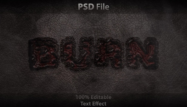 PSD burning leather text effect