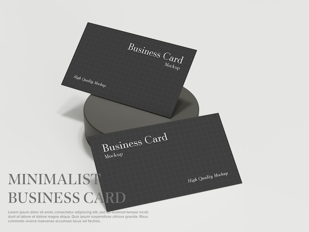 PSD business card mockup on white background and black cylinder