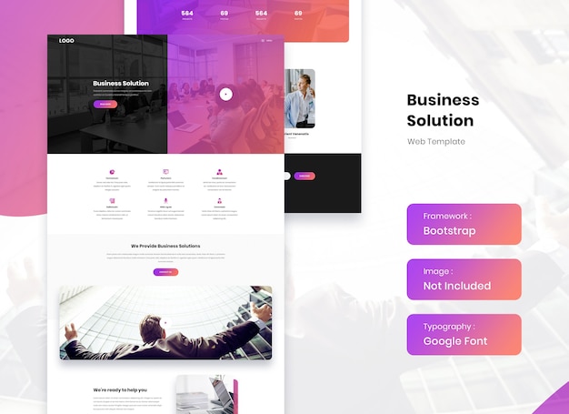 PSD business solution website landing template design