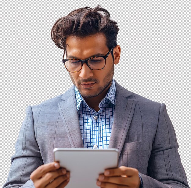 PSD businessman using tablet