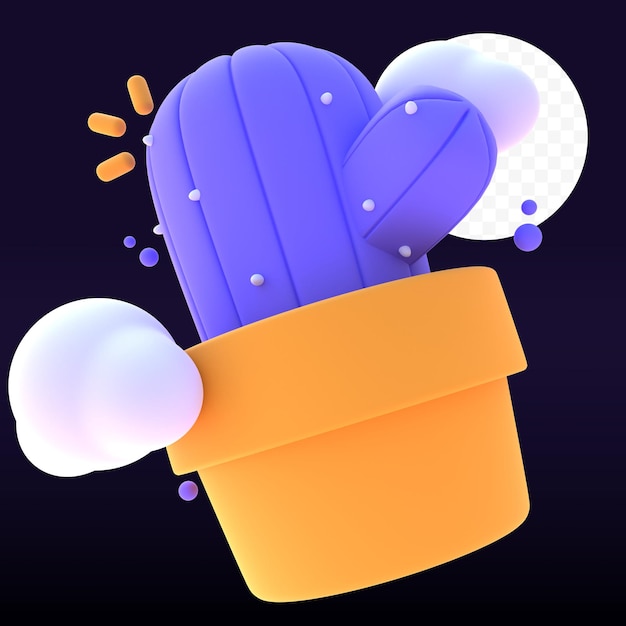 PSD cactus 3d rendered image