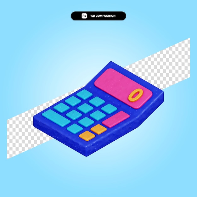 PSD calculator 3d render illustration isolated