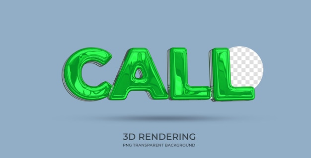 PSD call text style 3d rendering transparent background