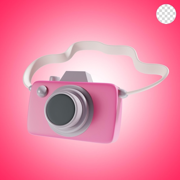 PSD camera new year in pink theme 3d illustration