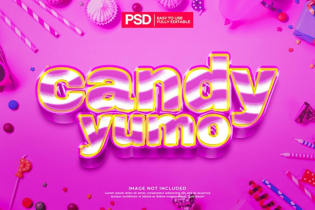 PSD candy 3d editable text effect