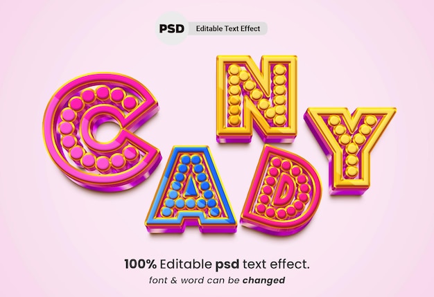 PSD candy 3d text effect style