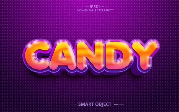 PSD candy bold text effect editable modern lettering typography font style