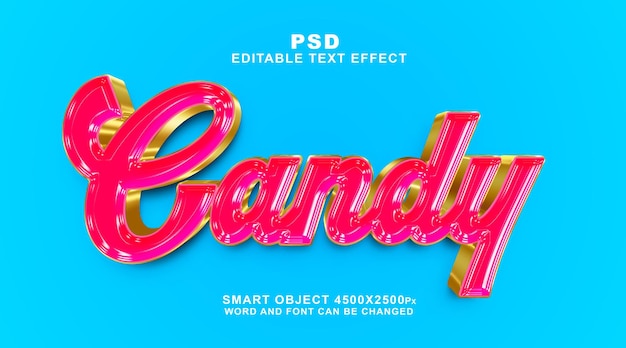 PSD candy gold 3d editable text effect photoshop template