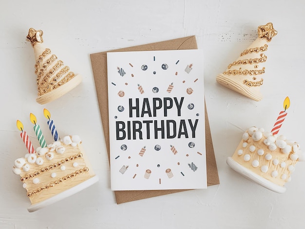 PSD a card that says happy birthday is on a white background