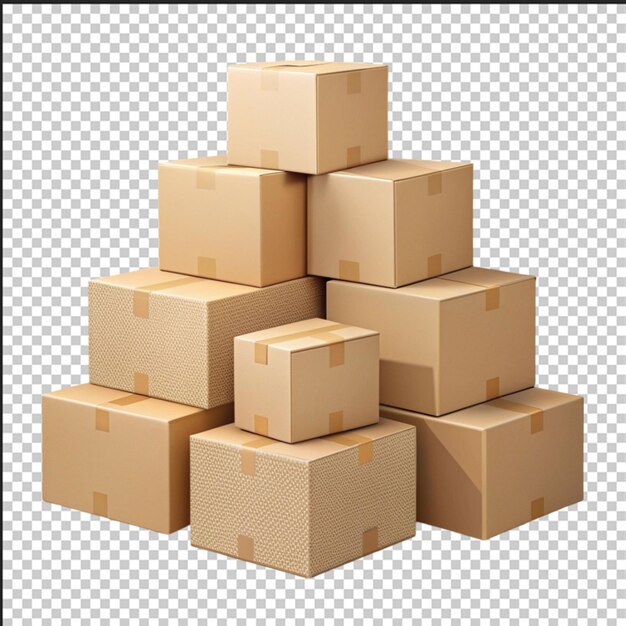 PSD cardboard boxes isolated on transparent background