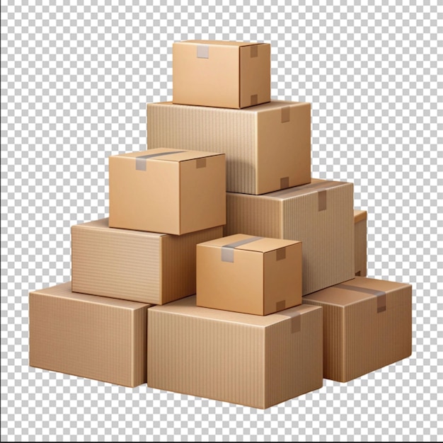 PSD cardboard boxes isolated on transparent background