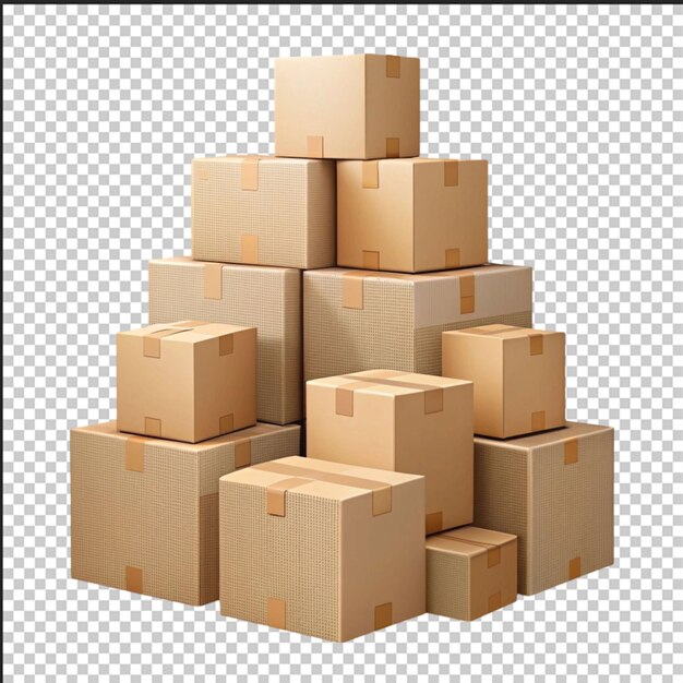 PSD cardboard boxes isolated on transparent background