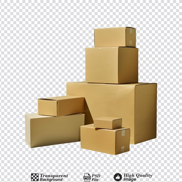PSD cardboard boxes isolated on transparent background