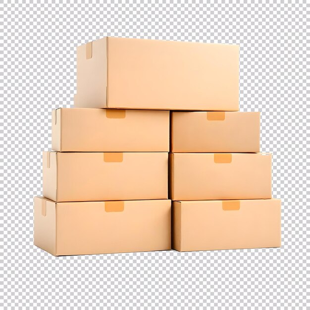 PSD cardboard boxes on a isolated on transparent background