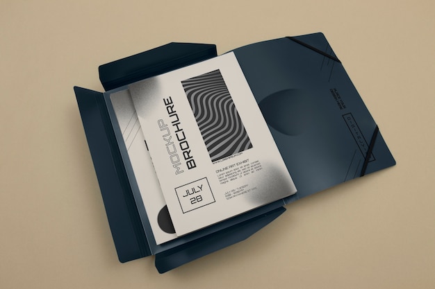 PSD cardboard folder with brochure mockup