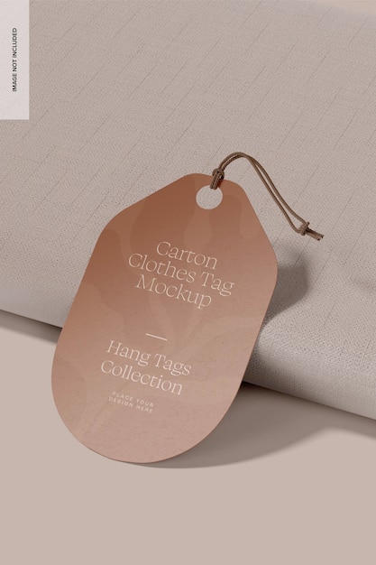 PSD carton clothes tag mockup leaned
