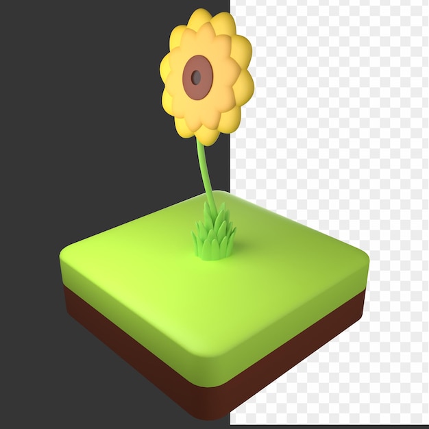 PSD a cartoon of a flower on a square