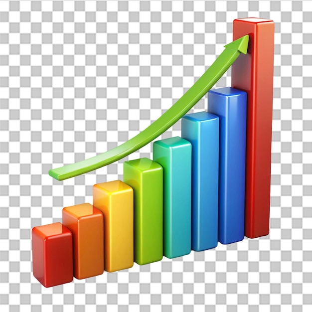 PSD cartoon image with bar graph isolated on transparent background