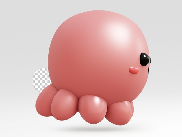 PSD cartoon octopus 3d rendering illustration isolated
