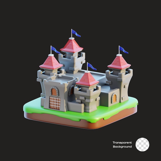 PSD castle game assets 3d icon
