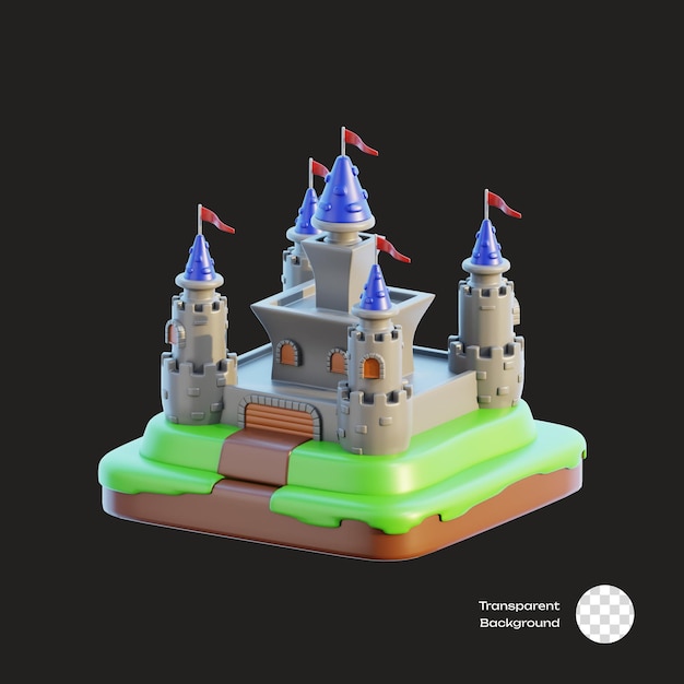PSD castle game assets 3d icon