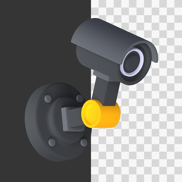 PSD cctv camera in 3d render for graphic asset web presentation or other