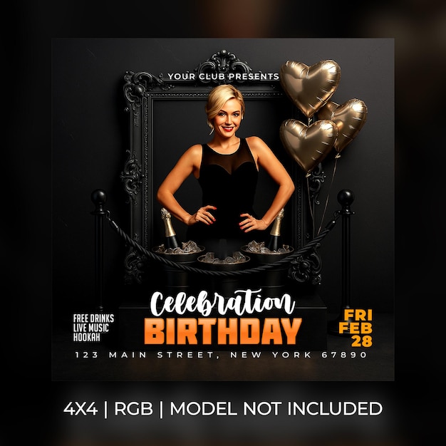 PSD celebration birthday party flyer