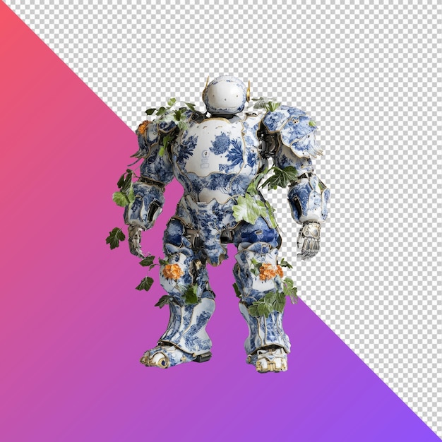 PSD ceramic robot with floral armor
