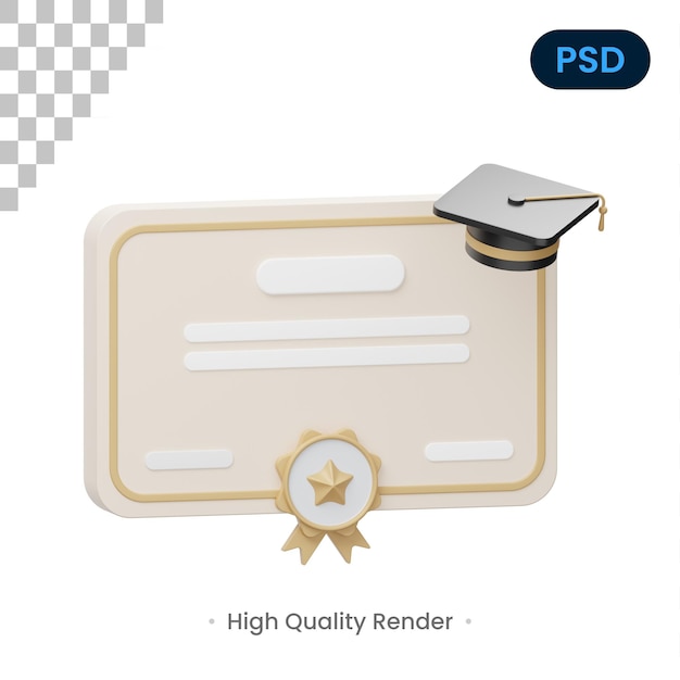 PSD certificate 3d icon