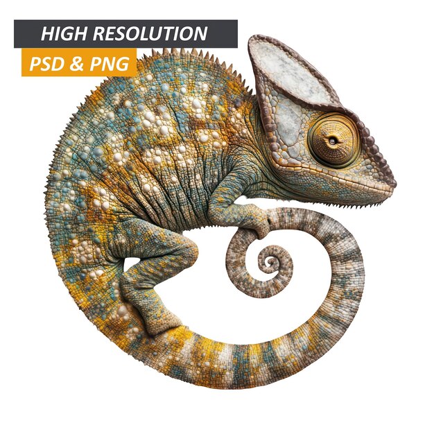 PSD chameleon with curled tail high resolution