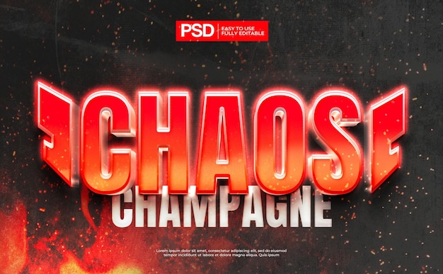 chaos 3d realistic with fire text effect