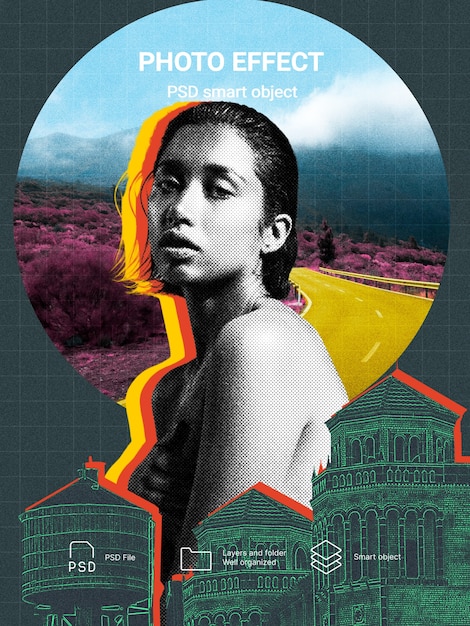 PSD chaotic tech maximalism photo effect