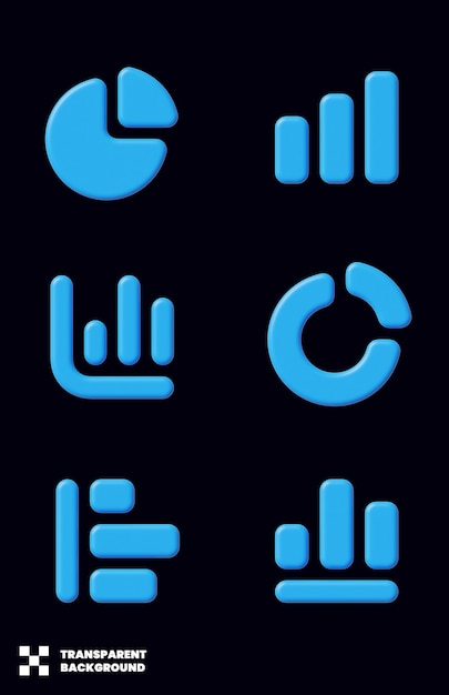 PSD chart icon 3d collection