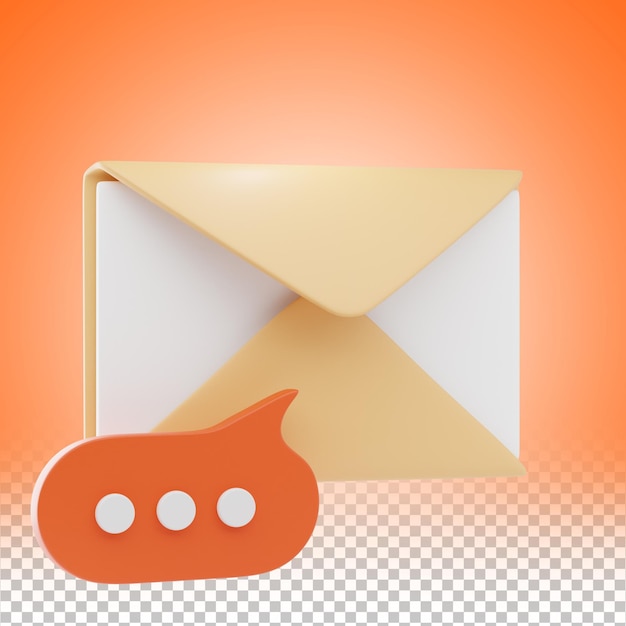 PSD chat email 3d icon and illustration