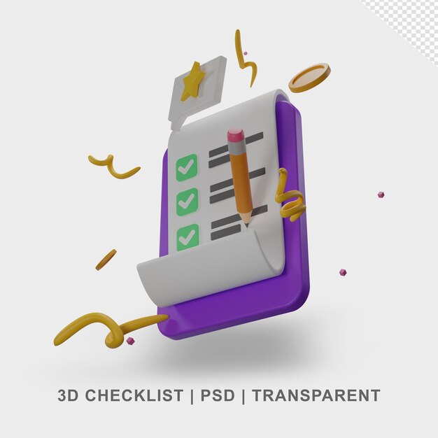 PSD checklist data 3d transparent no background