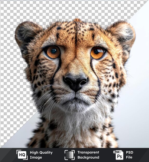 PSD cheetah in a transparent background looking at the camera