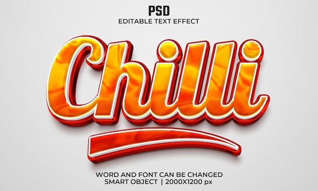 PSD chilli 3d editable text effect premium psd with background
