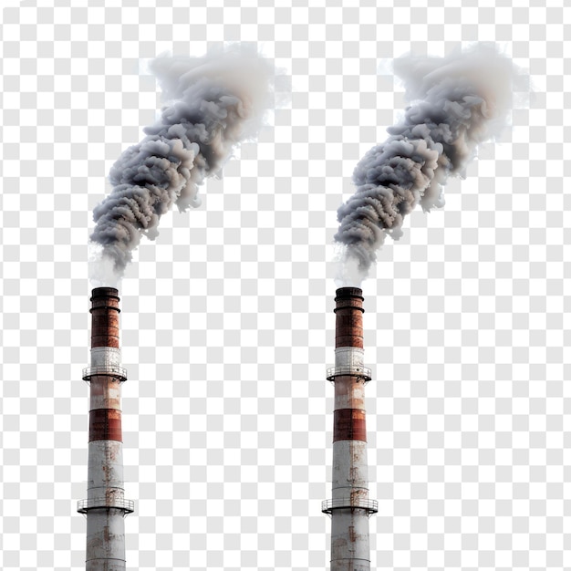 PSD chimneys and smoke side view isolate on transparency background