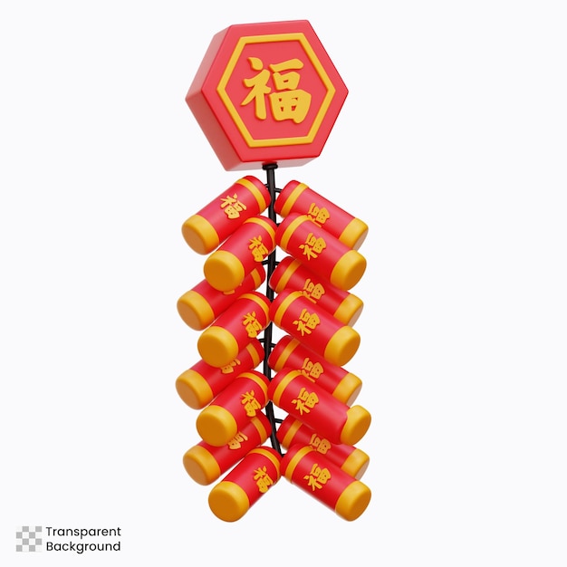 PSD chinese firecracker 3d illustration